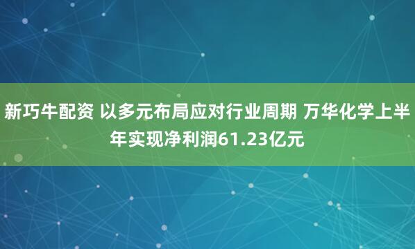 新巧牛配资 以多元布局应对行业周期 万华化学上半年实现净利润61.23亿元